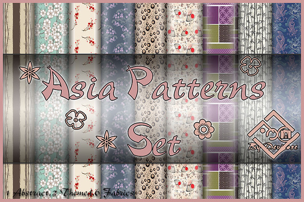Sims 3 — Asia Patterns Set by Devirose — 9 patterns in Asian Theme,6 fabrics,2 themed,1 abstract..,you are left