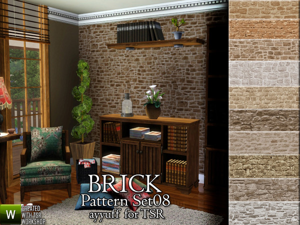 Sims 3 — Brick Pattern Set08 by ayyuff — 10 recolorable brick patterns..