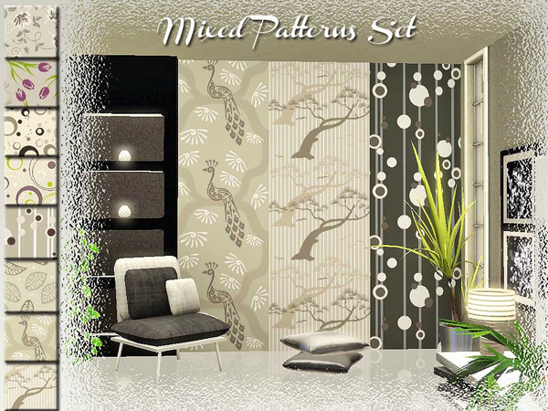 Sims 3 — Mixed Patterns Set by ung999 — This set of patterns mixed with abstract, themed, and geometric, each has four