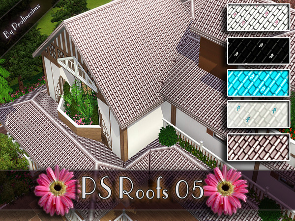 Sims 3 — PS Roofs 05 by TSR Archive — This set contains five lovely roof recolours with flowers! I hope you like it:D