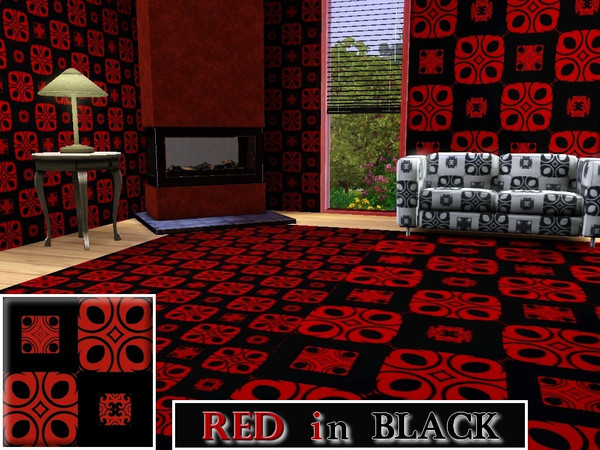 Sims 3 — Red In Black-Set by allison731 — Red In Black set includes two patterns with same texture but in different