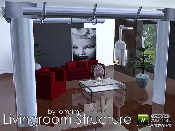 Sims 3 — livingroom structure by jomsims — in this set: metal fireplace place where you want everything is integrated