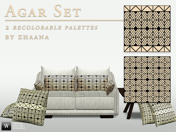 Sims 3 — Agar Set by Zhaana — Get back to Africa with this casual geometric african pattterns. This set contains 2