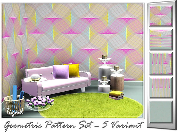 Sims 3 — Geometric Pattern Set-01 by TugmeL — 5 Variant Geometric Patterns