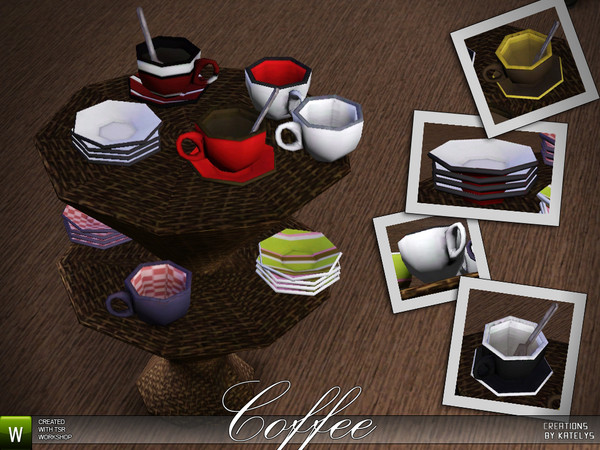 Sims 3 — Coffee by katelys — 3 new decorative objects. Low polycount. Fully recolorable. Enjoy:)