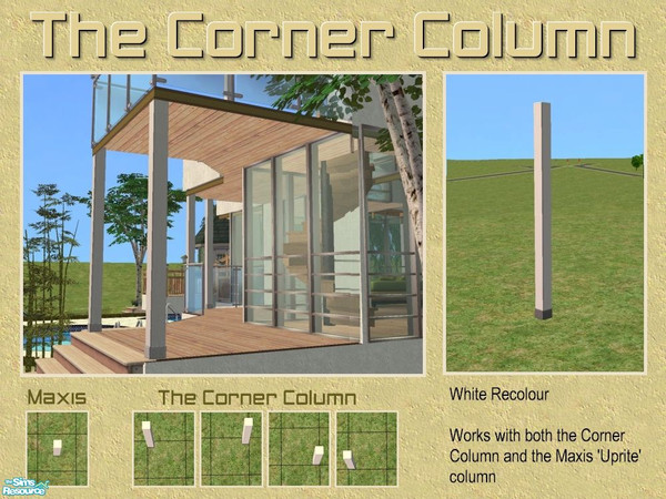 Sims 2 — The Corner Column - White Recolour by Cyclonesue — This recolour will work for both the Corner Column mesh and