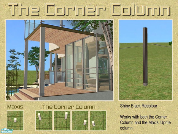 Sims 2 — The Corner Column - Shiny Black Recolour by Cyclonesue — This recolour will work for both the Corner Column mesh