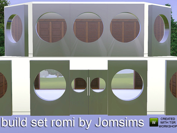 Sims 3 — build set romi by jomsims — build set romi Window and door with round glass in the middle of the door and