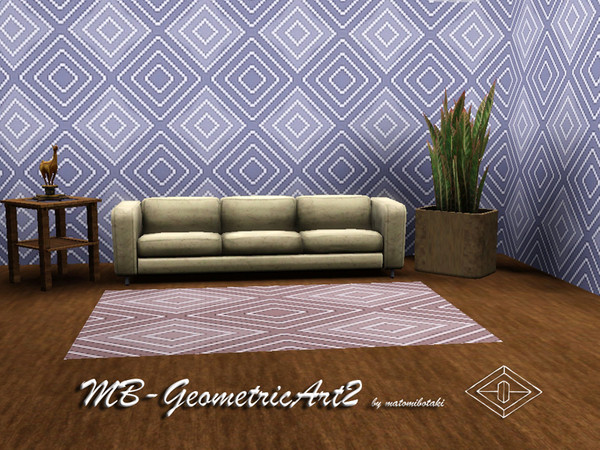Sims 3 — MB-GeometricArt2 by matomibotaki — Geometric pattern in blue and white, 2 channel, to find under Theme.