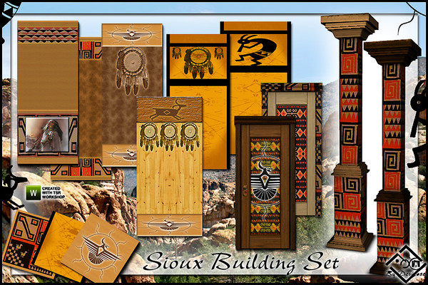 Sims 3 — Sioux Building Mini Set by Devirose — Prior to this set the mini-set of Asia and Africa,here is a new building