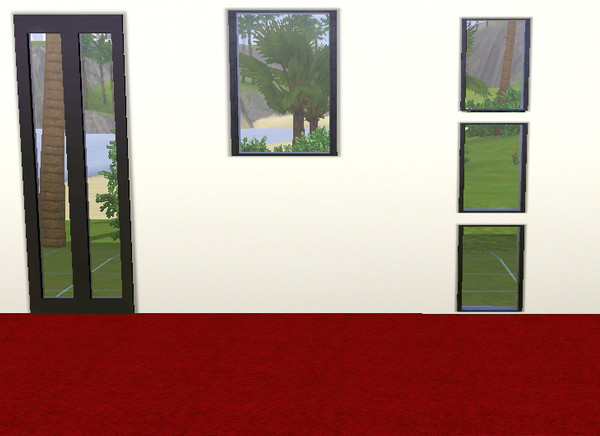 Sims 3 — modern windows set by darkfairy2 — all 3 objects of the set are very pretty and modern