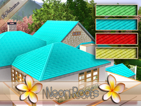 Sims 3 — Neon Roofs by TSR Archive — This little set contains four new neon roof recolours! We hope you like it:D