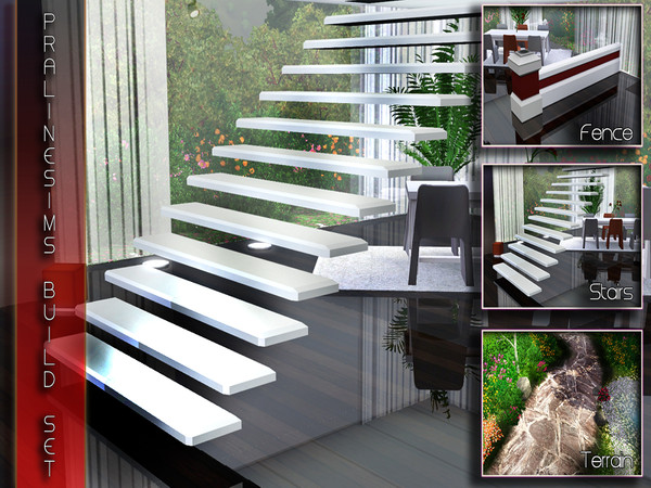 Sims 3 — Construction Set  by Pralinesims — By Pralinesims -Fence -Terrain -Stairs 