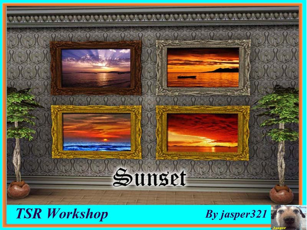 Sims 3 — Sunset by jasper321 — A set of paintings of sunsets, 1 sims3.pack,4 different pics saving space