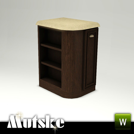 Sims 3 — Kitchen Aria Counter End Left with Extra Slots by Mutske — 3 recolorable parts. Environment 2. Made by