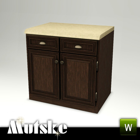 Sims 3 — Kitchen Aria Counter with Doors by Mutske — 3 recolorable parts. Environment 2. Made by Mutske@TSR. TSRAA.
