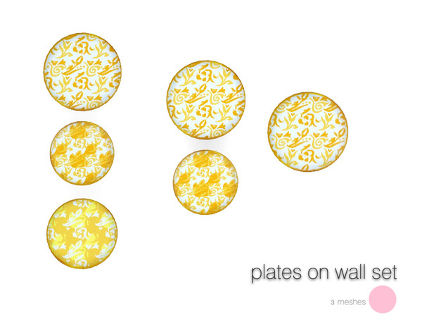 Sims 3 — Plates On Wall Set by DOT — Plates On Wall Set 3 meshes 1, 2 and 3 plates display Sims 3 by DOT of The Sims