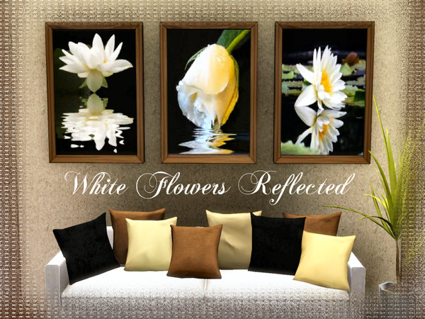 Sims 3 — White Flowers Reflected Set by chemy — Beautiful flower pictures with reflections in water. Three pictures make