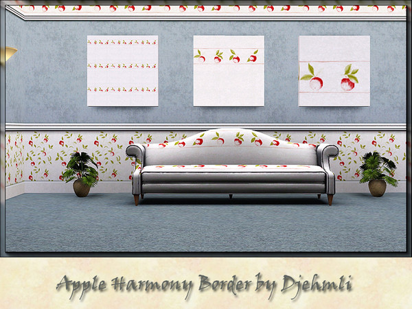Sims 3 — Djem_Apple Harmony Border by djehmli — A cute Apple pattern Border with a lightly textured back ground - 3