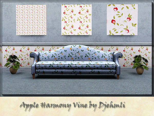 Sims 3 — Djem_Apple Harmony Vine by djehmli — A cute Apple pattern Climbing over a lightly textured back ground - 3