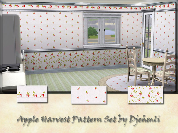 Sims 3 — Djem_Apple Harmony Pattern Set by djehmli — A fun country pattern set comprising of a scatter of apples, apples