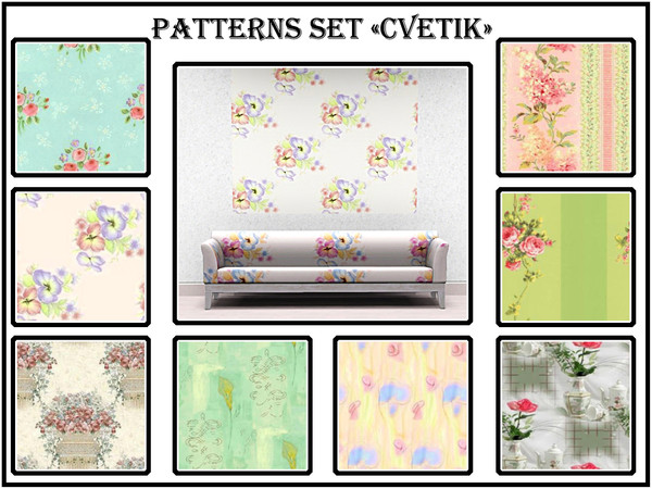 Sims 3 — Cvetik patterns set by Markesha — Recolorable palettes: 1, TSRAA: yes