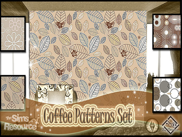 Sims 3 — Coffee Patterns Set by Devirose — Four wonderful textures,colored sweet and hot, flavors reminiscent of