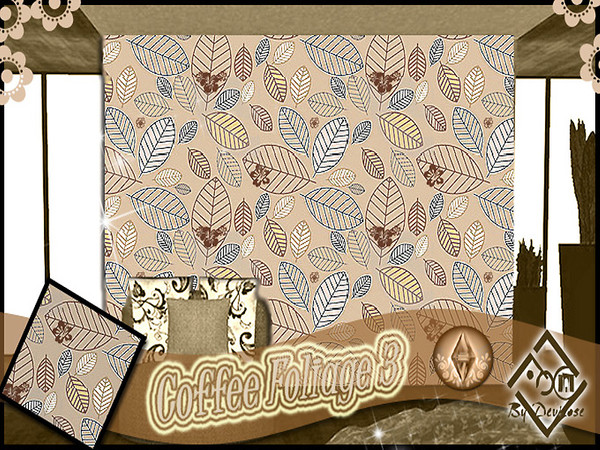 Sims 3 — Coffee Foliage 3 by Devirose — by Devirose-, created using EA's 'Create a Pattern'.'--No need Expansion