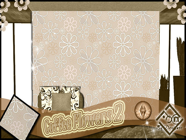 Sims 3 — Coffee Flowers 2 by Devirose — by Devirose-created using EA's 'Create a Pattern'.'--No need Expansion packs,base