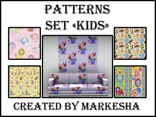 Sims 3 — Kids patterns set by Markesha — Kids patterns set. Recolorable Palette - 1.