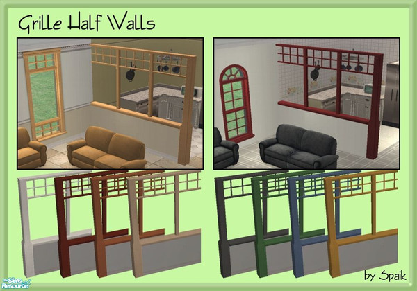 Sims 2 — Grille Half Wall set by Spaik — New half walls, with a grille pattern on the upper side, matching many Maxis