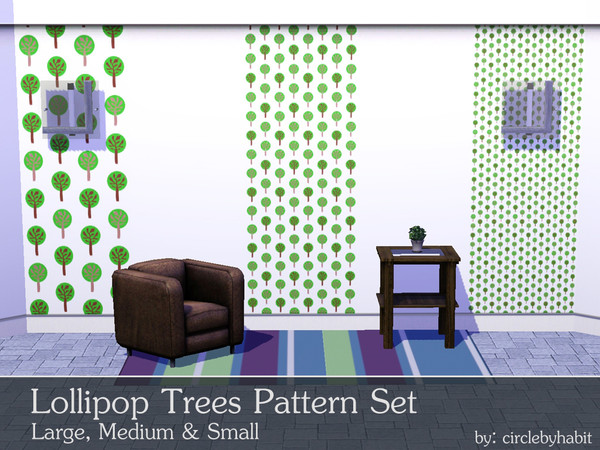 Sims 3 — Lollipop Trees Pattern Set by circlebyhabit — A tree pattern based off an IKEA fabric. Hand-traced for solid