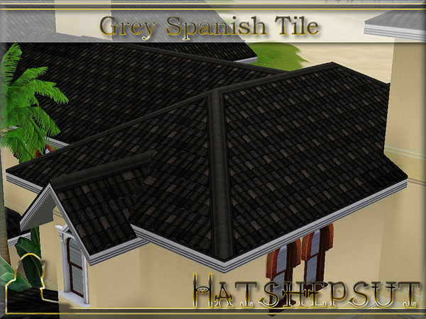 Sims 3 — Grey Spanish Tile with White Trim by hatshepsut — Mediterranean style roof texture