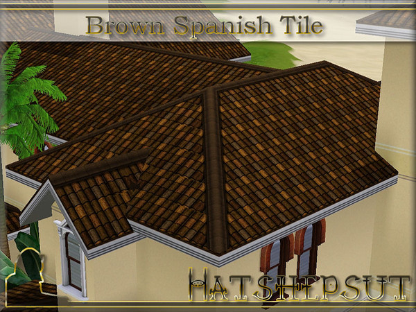 Sims 3 — Brown Spanish Tile with White Trim by hatshepsut — Mediterranean style roof texture