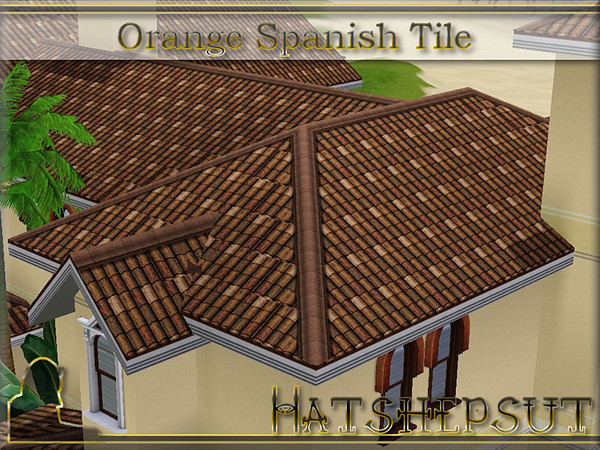 Sims 3 — Orange Spanish Tile with White Trim by hatshepsut — Mediterranean style roof texture