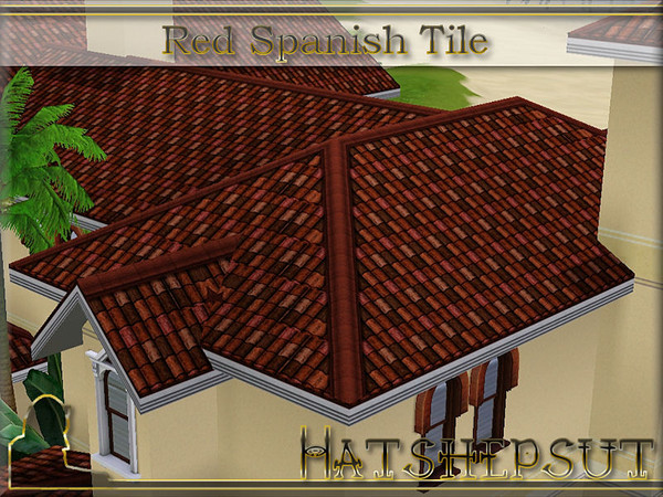 Sims 3 — Red Spanish Tile with White Trim by hatshepsut — Mediterranean style roof texture