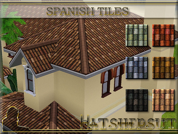 Sims 3 — Spanish Tiles by hatshepsut — A set of textured roof tiles with a Mediterranean flavour and custom white roof