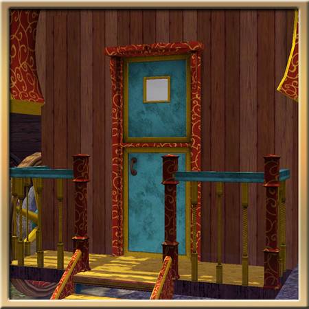 Sims 3 — Traditional Nomadic Caravan Door by Cyclonesue — Ornate door for the nomad Caravan set. By Cyclonesue for TSR