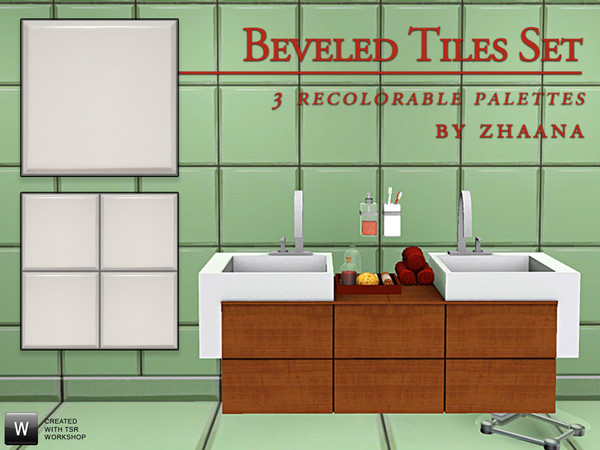 Sims 3 — Beveled Tiles Set by Zhaana — These tiles are classic beveled ceramic with a glossy glaze, all the quality and