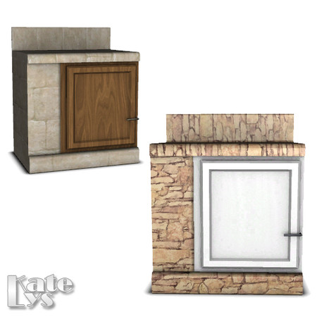 Sims 3 — Rustic Kitchen Counter 03 by katelys — The left part of the counter ensemble.