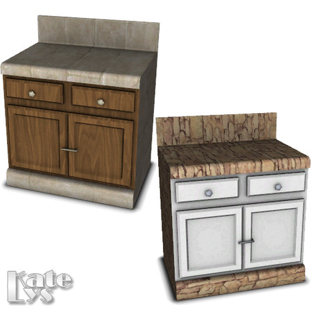 Sims 3 — Rustic Kitchen Counter 01 by katelys — Center part of the counter ensemble.