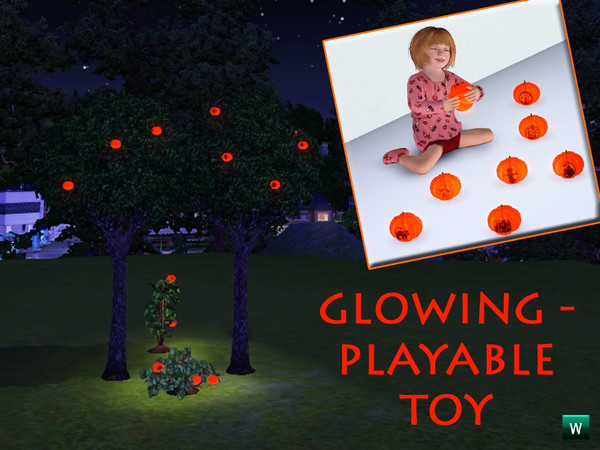 Sims 3 — Halloween Pumpterns by Flovv — A set of eight playable glowing pumpkins!