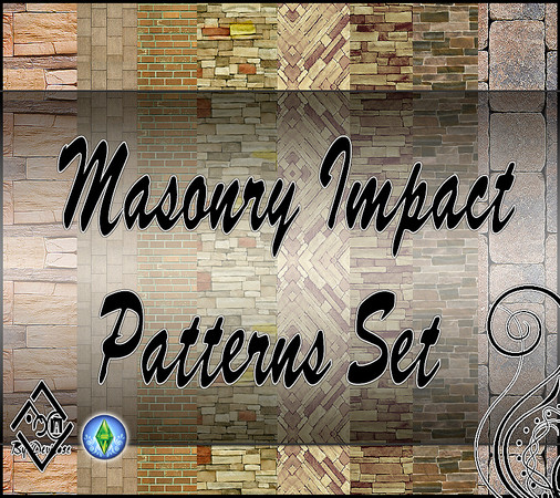 Sims 3 — Masonry Impact Patterns Set by Devirose — Beautiful set of patterns of masonry, found in the category 'Masonry',