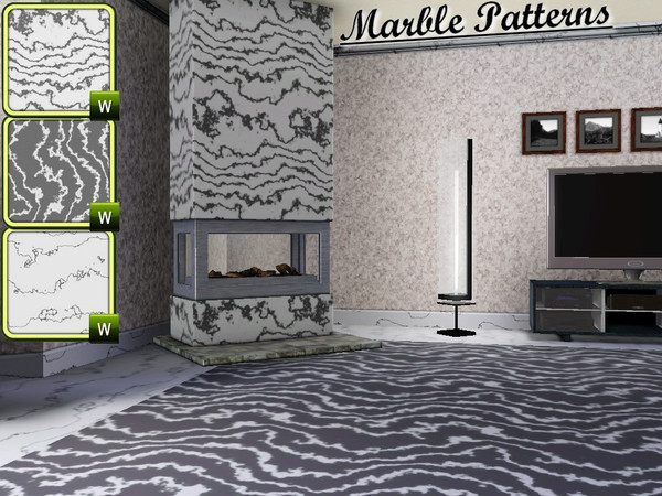 Sims 3 — Marble Patterns by allison731 — Marble Patterns set includes three patterns with the look of marble. All three
