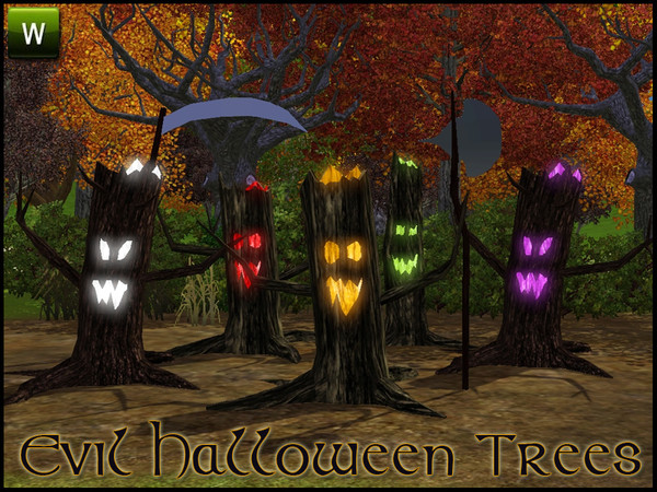 Sims 3 — Evil Halloween Trees by sim_man123 — A completely new take on Halloween decorations! Glowing Evil Halloween