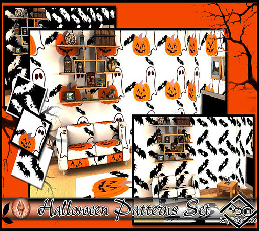 Sims 3 — Halloween Patterns Set by Devirose — Nice set of patterns of Halloween theme, found in the category