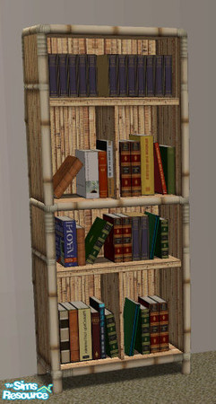 Sims 2 — Tiki Match - Add On - Bookcase by Simaddict99 — Uses Maxis\' \"Coco Counter\" textures.