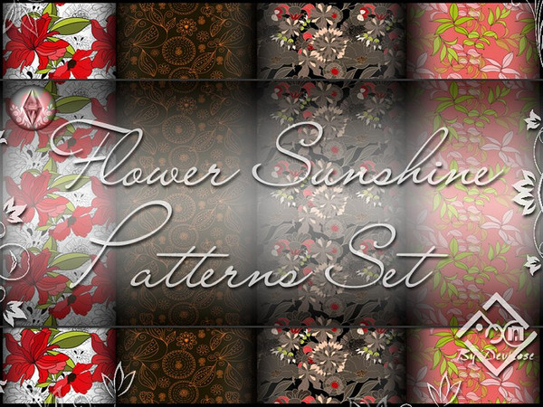 Sims 3 — Flower Sunshine Patterns Set by Devirose — Four magnificent themed patterns varied, with stylized floral