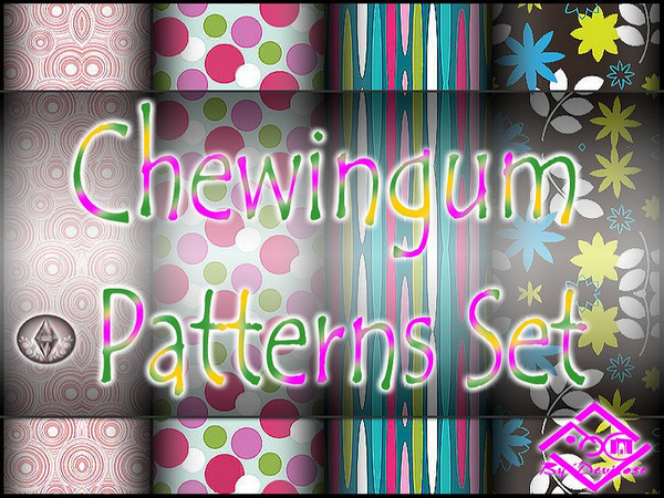 Sims 3 — Chewingum Patterns Set by Devirose — Four fun patterns to decorate everything with joy. Also suitable for rooms