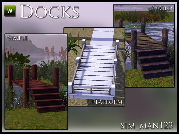 Sims 3 — Docks by sim_man123 — A small set of three docks. They can be placed as is for decorative purposes, or they can